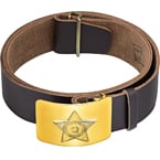 Leather waist belt RPS-01-10, "USSR" buckle (Zavod Trud) (Brown)
