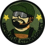 Patch "Bearded airsoft player", diameter 7.5 cm