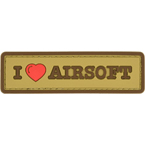 Patch "I Love Airsoft", PVC, tan, 8.4 x 2.4 cm