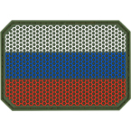 Patch "Russian flag", PVC, hex, olive, 7.5 x 5.2 cm