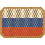 Patch "Russian flag", PVC, hex, tan, 7.5 x 5.2 cm