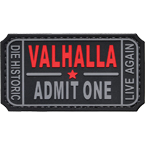 Patch "Ticket to Valhalla", PVC, black, 7.5 x 4 cm
