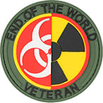 Patch "End of the world veteran", PVC, olive, diameter 7.3 cm